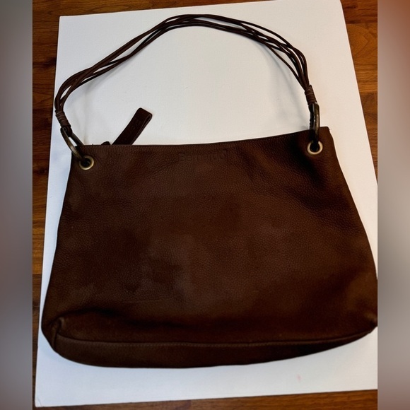 Bernardo 135 Chocolate Brown Calf Leather Pebbled Shoulder Bag Purse - Picture 1 of 14